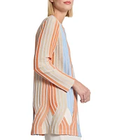 MISOOK Lurex Multi-Stripe Jewel Neck Bracelet Sleeve Diamond Cutout Jacket