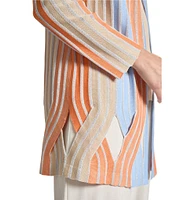 MISOOK Lurex Multi-Stripe Jewel Neck Bracelet Sleeve Diamond Cutout Jacket