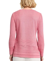 MISOOK Multi-Stitch Tonal Ribbed Knit Round Neck Long Sleeve Tunic