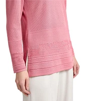 MISOOK Multi-Stitch Tonal Ribbed Knit Round Neck Long Sleeve Tunic