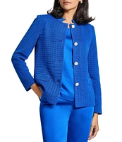 MISOOK Ottoman Knit Mandarin Collar Long Sleeve Jacket