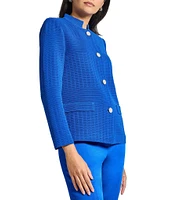 MISOOK Ottoman Knit Mandarin Collar Long Sleeve Jacket
