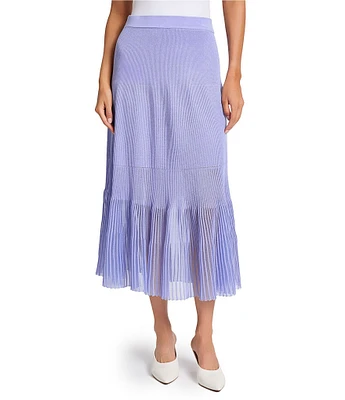 MISOOK Pleated Sheer Hem Tiered Knit Maxi Skirt