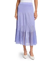 MISOOK Pleated Sheer Hem Tiered Knit Maxi Skirt