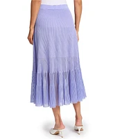 MISOOK Pleated Sheer Hem Tiered Knit Maxi Skirt