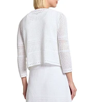 MISOOK Pointelle Knit Round Neck Bracelet Sleeve Jacket