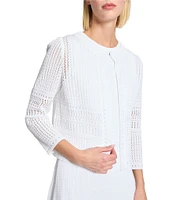 MISOOK Pointelle Knit Round Neck Bracelet Sleeve Jacket