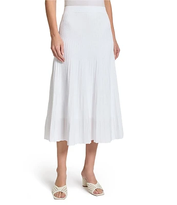 MISOOK Ribbed Knit A-Line Midi Skirt