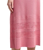 MISOOK Ribbed Soft Knit Scoop Neck Short Sleeve A-Line Midi Dress
