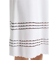 MISOOK Soft Knit Round Neck Cap Sleeve Scallop Trim A-Line Midi Dress