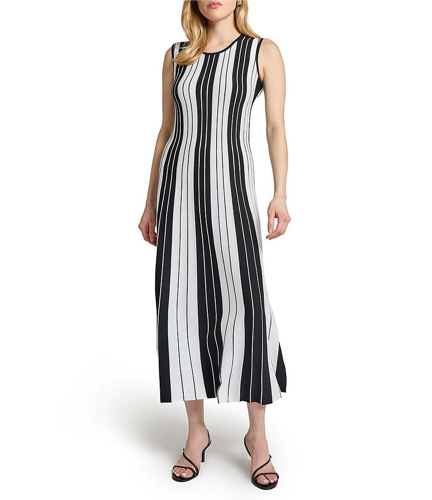 MISOOK Stripe Knit Scoop Neck Sleeveless Dress