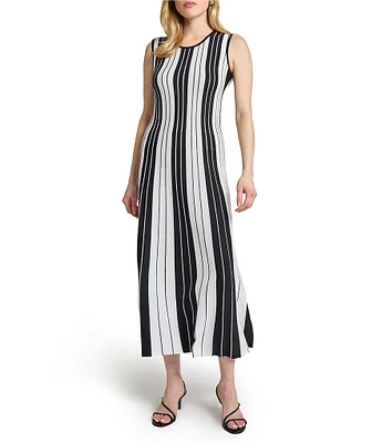MISOOK Stripe Knit Scoop Neck Sleeveless Dress