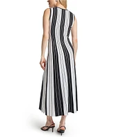 MISOOK Stripe Knit Scoop Neck Sleeveless Dress