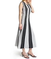 MISOOK Stripe Knit Scoop Neck Sleeveless Dress