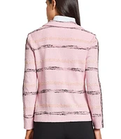 MISOOK Textured Knit Plaid Notch Lapel Long Sleeve Jacket