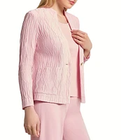 MISOOK Textured Knit Stand Collar V-Neck Bracelet Sleeve Jacket