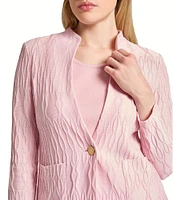 MISOOK Textured Knit Stand Collar V-Neck Bracelet Sleeve Jacket
