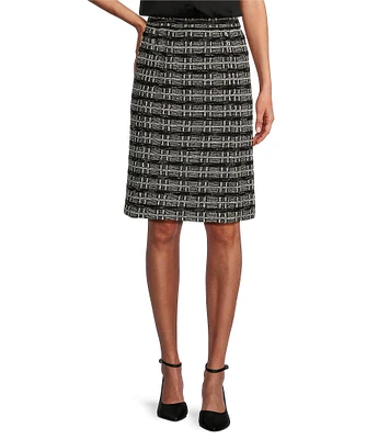 MISOOK Tweed Knit Knee-Length Coordinating Pencil Skirt