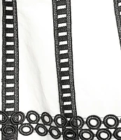 MISOOK Woven Eyelet Lace Contrast Trim Round Neck Sleeveless Fit And Flare Maxi Dress