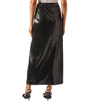 MISOOK Woven Sequin Side Slit Maxi Skirt