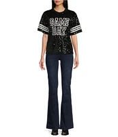 Miss Chievous Long Sleeve Game Day Oversized Sequin T-Shirt