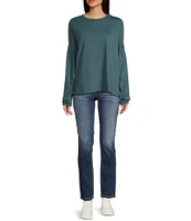 Miss Chievous Long Sleeve Oversized Raw Edge French Terry Pullover