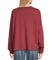Miss Chievous Long Sleeve Oversized Raw Edge French Terry Pullover