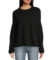 Miss Chievous Long Sleeve Oversized Raw Edge French Terry Pullover