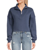 Miss Chievous Long Sleeve Washed Fleece Quarter Zip Pullover Top