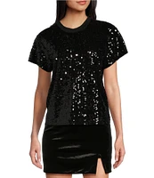 Miss Chievous Short Sleeve Sequin And Jersey T-Shirt