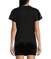 Miss Chievous Short Sleeve Sequin And Jersey T-Shirt