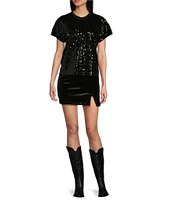 Miss Chievous Short Sleeve Sequin And Jersey T-Shirt