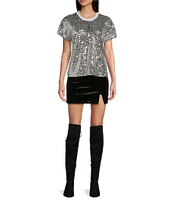 Miss Chievous Short Sleeve Sequin And Jersey T-Shirt