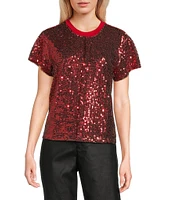 Miss Chievous Short Sleeve Sequin And Jersey T-Shirt