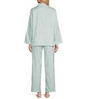 Miss Elaine Brushed Back Satin Long Sleeve Notch Collar Pajama Set