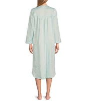 Miss Elaine Brushed Back Satin Long Sleeve V-Neck Long Nightgown