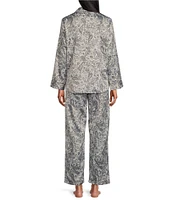 Miss Elaine Brushed Back Satin Paisley Pajama Set