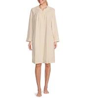 Miss Elaine Brushed Back Terry Solid Short Snap-Front Robe