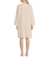 Miss Elaine Brushed Back Terry Solid Short Snap-Front Robe