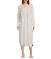 Miss Elaine Brushed Solid Honeycomb Knit Long Nightgown