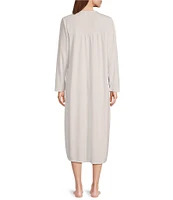 Miss Elaine Brushed Solid Honeycomb Knit Long Nightgown