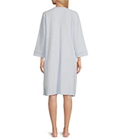 Miss Elaine Brushed Waffle 3/4 Sleeve Round Neck Short Robe