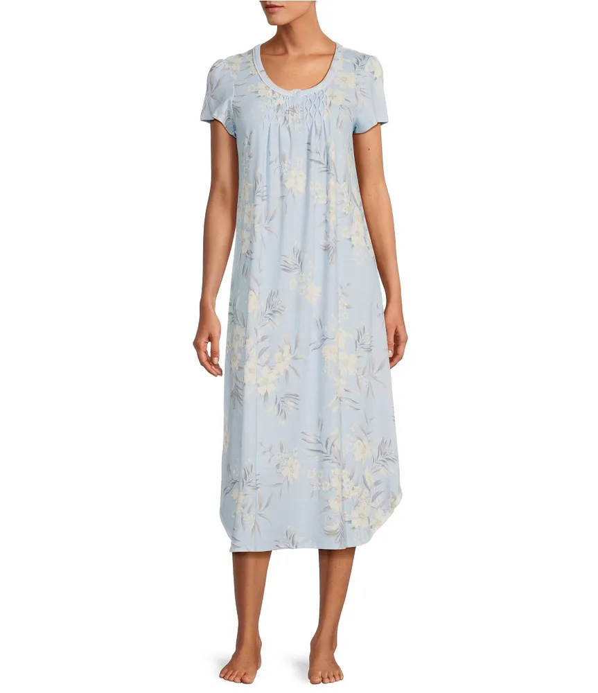 Miss Elaine Cottonessa Bouquet Printed Long Nightgown