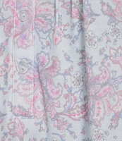 Miss Elaine Cottonessa Floral Paisley Print Short Sleeve V-Neck Knit Long Nightgown