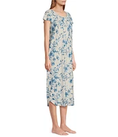 Miss Elaine Cottonessa Watercolor Floral Printed Long Gown