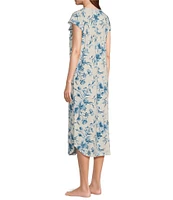 Miss Elaine Cottonessa Watercolor Floral Printed Long Gown