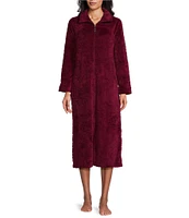 Miss Elaine Fleece Long Sleeve Funnel Neck Long Zip-Front Robe