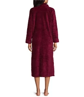 Miss Elaine Fleece Long Sleeve Funnel Neck Long Zip-Front Robe