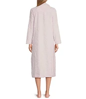 Miss Elaine Fleece Long Sleeve Funnel Neck Long Zip-Front Robe