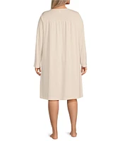 Miss Elaine Plus Size Brushed Solid Honeycomb Knit Short Nightgown